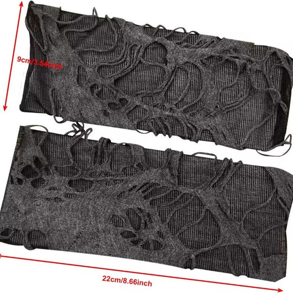 Women's Punk Fingerless Gloves Arm Warmers Black Broken Slit Ripped Gothic Glove - Picture 3 of 6